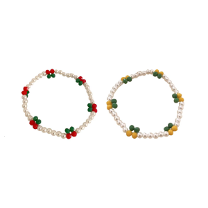 Womens Stretch Bracelet with Colorful Pearls and Crystals Beaded Adjustable Size Handchain for Everyday Wear