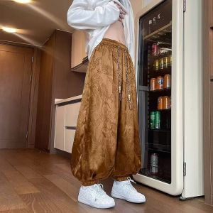 Mens Casual Pants Plus Size Summer Style Korean Popular Patterned Pants Very Loose Design 4-Color Options.