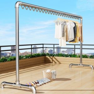 Jemuran Pakaian Stainless Steel Tahan Angin 300cm dengan Gantungan Kuat