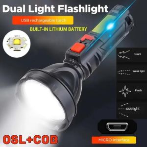 Senter Led Sorot Super Terang / Senter Cob Fokus Jarak Jauh cas USB / Senter L-830 Multifungsi