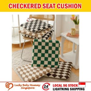 Checkered Memory Foam Seat Cushion / Removable Washable Non-Slip Chair Pad for Office Dorm and Dining Chairs
