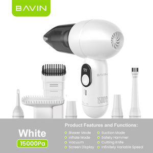 BAVIN VC02 8 in 1 Mini Potable Handheld  Vacuum Cleaner 15000Pa Ultra-Strong Suction for Car / Home / Bed Cleaning