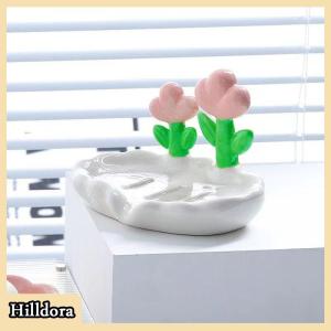 [Hilldora] Sáng Tạo Hoa Xà Phòng Hộp Thoát Nước Non-Slip Xà Phòng Món Ăn Phụ Kiện Phòng Tắm Biển Trắng Xà Phòng Chủ Cho Nhà Tắm