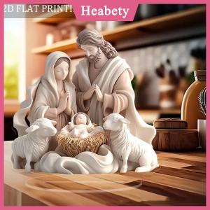 Heabety 2026 mới Chúa giáng sinh sinh cảnh Xmas bảng trung tâm phụ kiện 2D phẳng acrylic cho trang trí văn phòng nhà bên ornment