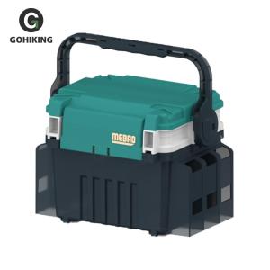 Double Layer Fishing Rod Reel Box with Handle Fishing Rod Lure Organizer Large Capacity Multifunctional for Men Women