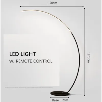 Arco Floor Lamp LED Modern Nordic Minimalist Simple Arc Luxury Standing Lights for Living Room Bedroom Remote Control