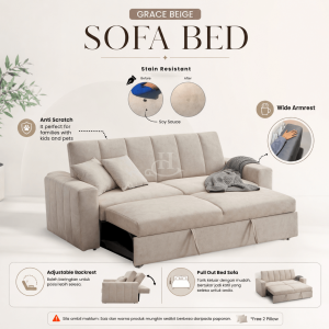 [FREE INSTALLATION] I HOME ALISA Luxury Sofa Bed Adjustable Anti Scratch Easy Clean Fabric