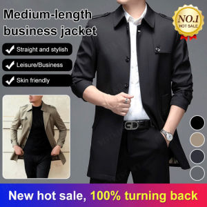 Trench coat mens mid-length trench coat