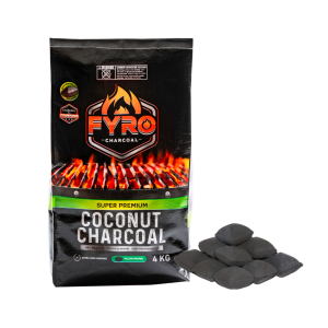 FYRO Premium Coconut Charcoal Briquettes (4kg/10kg) – Smokeless while lighting Extra Long Lasting Heat for BBQ Grills BBQ Pits & Weber BBQ & Smokers 100% Natural Eco-Friendly Barbecue Coal BBQ Charcoal