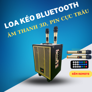 { Tặng Kèm 2 Micro Không Dây ] Loa Kéo Karaoke AT T9 Loa Karaoke Di Động Bass 20cm Công Suất 80w Bass Treble Sôi Động Âm Thanh Cực Hay Thiết Kế Tay Kéo Tiện Lợi Kết Nối Bluetooth USB TF Công mic 65mm - Bảo Hành Chính Hãng