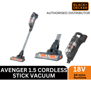 Black and Decker Avenger 1.5 Cordless Stick Vacuum 18V Removable BHFEA18D1-B1