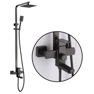 Rain Shower Black Matte Hot and Cold Set