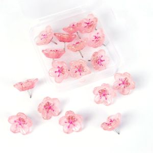 10/20/30Pcs DIY Sakura Pushpins 3D Creative Pink Flower Push Pins Portable with Box Decorative Studs Photo Wall Decor