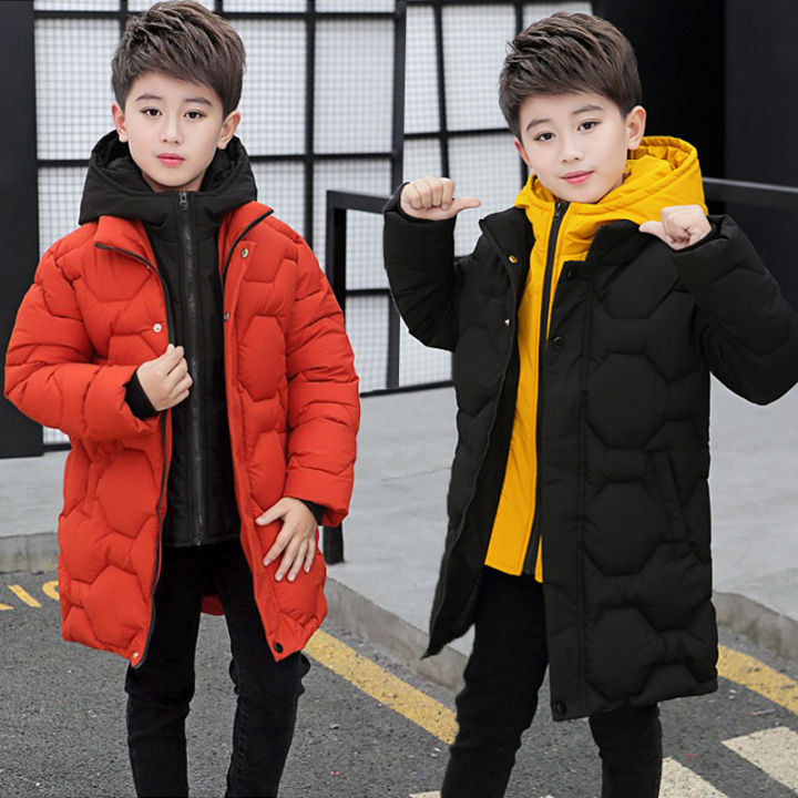 4 6 8 10 12 14 Years Big Boys Jacket Autumn Winter Thicken Warm Teenager Kids Jackets Fashion Long Style Zipper Hooded Boys Coat YCLIHAO Lazada PH