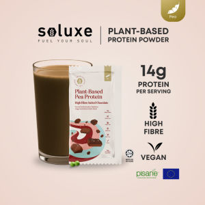 Soluxe Vegan High-Fibre Salted Chocolate Plant Based Pea Protein Powder Shake Non-GMO (500g)
