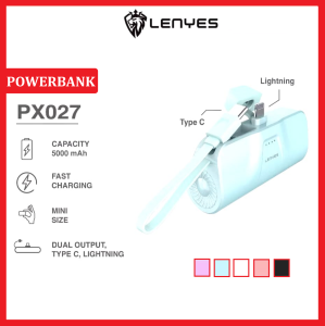 LENYES PX027D 5000mAh Mini Powerbank Fast Charging 20W 2 Conector Options