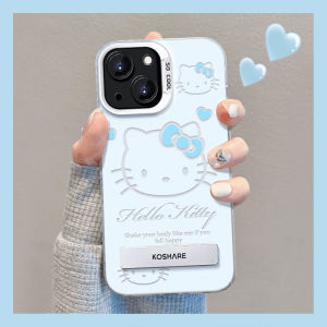 Case For iPhone 16 Pro Max 15Pro 13ProMax 14 12 11 hello- Pattern with Hidden Stand Holder Cartoon Pattern Phone IMD Hard Casing