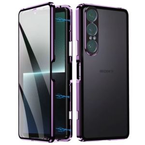 360 Full Case For Sony Xperia 1 VII 1 VI 10 5 Xperia1 V Double Sided Adsorption Metal Tempering Glass Protect Cover