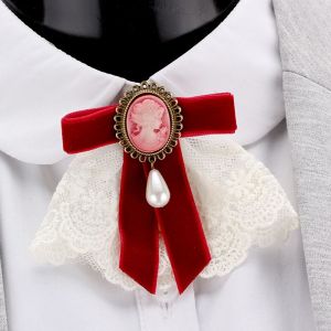 SH Delicate Gifts Lady Women Ribbon Velvet Party Pearl Girls Brooch Cameo Elegant Lace Brooch