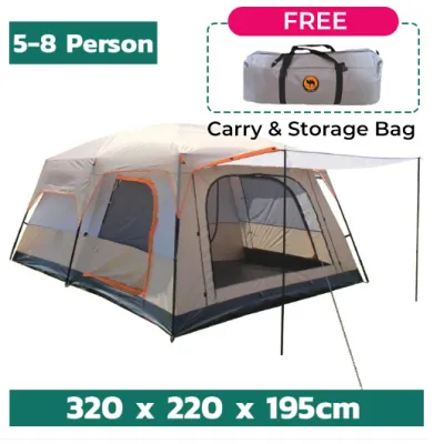 💥 Khemah unta Camel Tent 5-8-12 Person Large Camping Tent Outdoor Waterproof Family Tent Double layered BIG Tent Two Room One Living Room Tent UV proof Tent Khemah murah dan besar