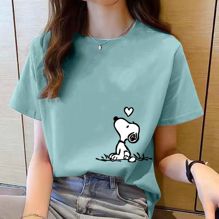 tshirts women korean style summer new red printed short sleeve baggy round neck t shirt women simple fashion t shirt for women plus size Lazada