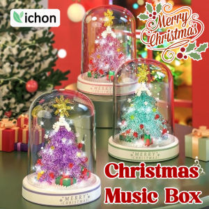 Christmas Tree Music Box With Light DIY Assembly Building Blocks for Desktop Decor
