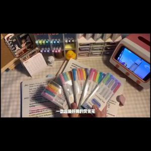 Double Head 42 Colored Highlighter Pen for Marking Key Points ins High-looking student note-taking pen set