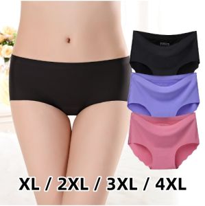 (CLEARANCE SALE) BS002 PLUS SIZE (XL / 2XL ) WOMAN SEAMLESS ICE SILK MID WAIST PANTIES SELUAR DALAM SEJUK TENGAH PINGGANG PEREMPUAN 大码 冰丝 中腰 内裤女 內褲女