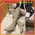Bốt đùi da lộn cao cấp tặng kèm tất nữ-Boot cao cổ qua gối đế vuông 4 cm thời trang mùa đông. 