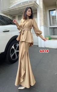 (VM) - Longdress Duyung Satin Polos / Gaun Panjang Peplum Pesta Fashion Wanita 641 Jessie Collection