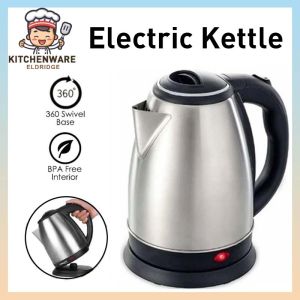 Eldridge 2L Stainless Steel Electric Kettle with 360° Swivel Base Anti-Cscale Handle and BPA-Free Interior