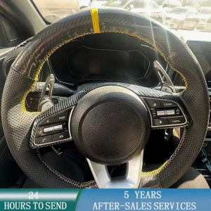 ZZSA Customized Car Steering Wheel Cover Hand Sewing Carbon Fiber Leather For KIA Ceed Sportage Picanto Cerato Seltos Soul Rio3 4 5 5T9N4