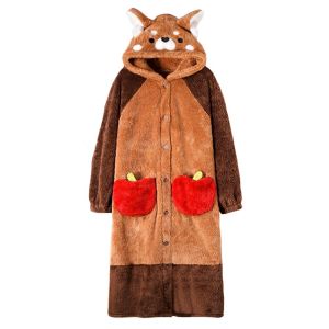 GOOTRADES Flannel Plush Raccoon Robes Sleepsuit Sleepwear Kawaii Coral Fleece Nightdress Fashion Thicken Hooded Nightgowns Cosplay Costumes