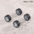 bluesea 1Set 1:64 Car Wheels For Hotwheels Rubber Tire With Wheel Axle Model Car Modified Part DIY Racing Vehicle Toys. 