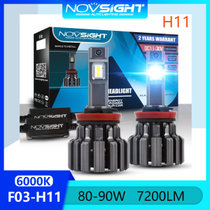 2pcs Novsight F03 H11 LED Headlight Bulb Kit 80~90W 7200LM 6000K White Super Bright LED Light for Car High Beam/Low Beam Plug and Play 2 Years Warranty Free Shipping