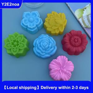 【Local shipping】 5PCS Flower Silicone Candle Mold DIY Handmade 3D Rose Soap Plaster Resin Mould Cake Baking Tool Kitchen Party Decoration Supply