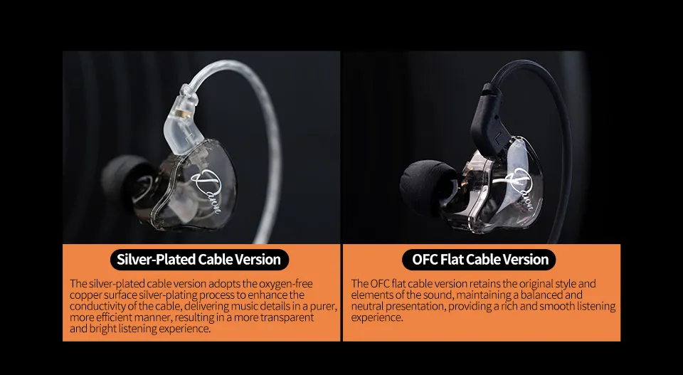 KZ Dawn In Ear Earphones Fully Transparent Design 10mm Large