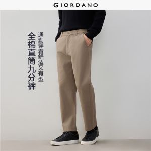 Giordano Beau Monde Men Cotton half elastic waist ankle length pants Free Shipping 13126001