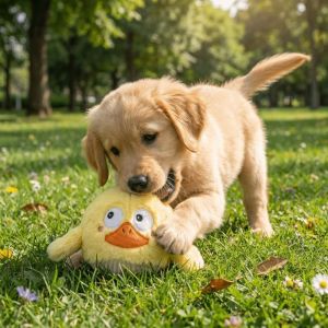 CNAIFE2 Fluffy Dog Plush Toy Bite Resistant Rechargeable Dog Squeaky Toy Portable Animal Shape Teeth Grinding Toys Relieve Boredom