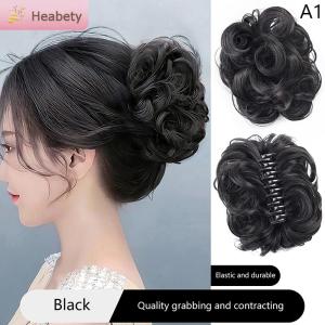 JIHOG Fashion Women Wig Short Curly Hair Fluffy Clip Pear Flower Headdress Big Wave Horsetail Clip