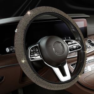 QIXING Rhinestone Bling Steering Wheel Cover Anti-Slip Elastic Sparkling Steering Wheel Sleeve Wear-resistant Easy Installation Car Steering Wheel Protector Car Accessories