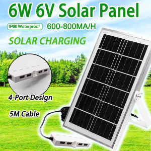 YMJR 6V 6W Solar Panel Solar Power Solar Charger Pengisi daya tenaga surya untuk berkemah di luar ruangan  USB Charger Outlet 4 USB Ports High-Efficiency Flexible Camping Accessories for Supply Fans