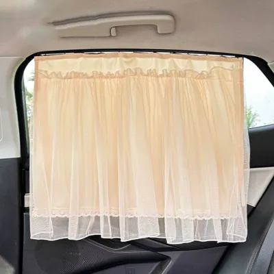 HAPPY ODDS Suction Cup Car Sunshade Curtain Lace UV Protection Car Window Cover Durable Retractable Vehicle Privacy Shades for Travel Outdoor Car Curtain