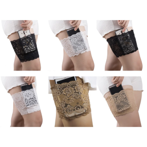 Elegant Flower Lace Thigh Garter Wallet For Women Phone Pocket Nonslip Silicone Grip Elastic Leg Strap Wedding Accessory