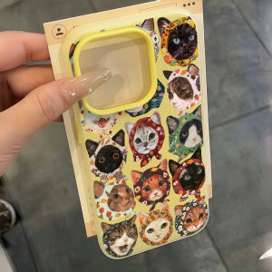 Cute Cartoon Cloth Cat Pattern Phone Case For iPhone 11 12 13 Pro 14 15 16 17 Pro Max X XS 7 8 Plus ShockProof Candy Color Cover