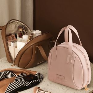 BAIXL Dây kéo Túi đựng mỹ phẩm bằng da PU Túi vỏ Túi xách Túi vuông nhỏ Đơn giản Sức chứa lớn Túi giặt du lịch Du lịch