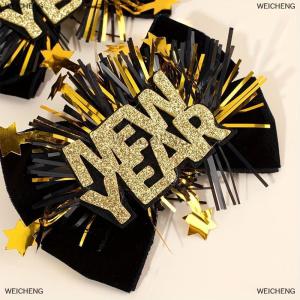[COD] WEICHENG 2Pcs Soft Velvet Hair Bow Clips For Teens Girls Glitter NEW YEAR Letter Design Party Hair Accessories Festive Durable Hair Pins