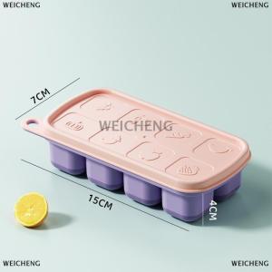 [COD] WEICHENG 1 cái 8 di động cấp thực phẩm Silicone khuôn Ice lưới với nắp Ice trường hợp khay làm khuôn Băng lưu trữ hộp tái sử dụng Diy Nhà Bếp Tiện Ích