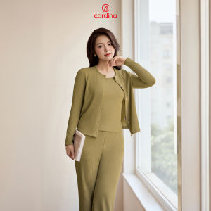 Đồ bộ nữ CARDINA chất liệu len tăm kèm áo cadigan thiết kế đơn giản nhẹ nhàng trẻ trung 4BTD01
