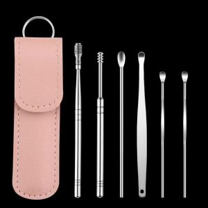 6Pcs/Set ear digging spoon - Stainless Steel 6-in-1 Ear Digging Spoon Portable Kit